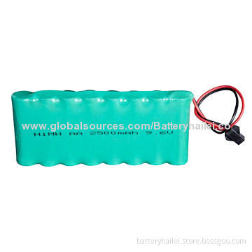 Rechargeable NiMH Battery Pack, 9.6V Voltage and 2,500mAh Capacity, 8 Pieces AA Size Cells in Series